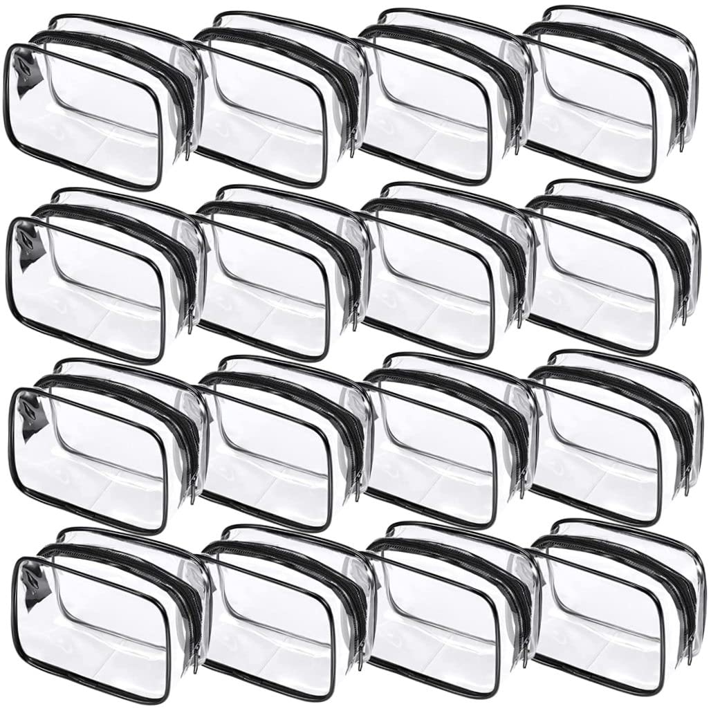 12pcs Clear PVC Cosmetic Bags - Waterproof Toiletry Organizer for Travel & Makeup Storage