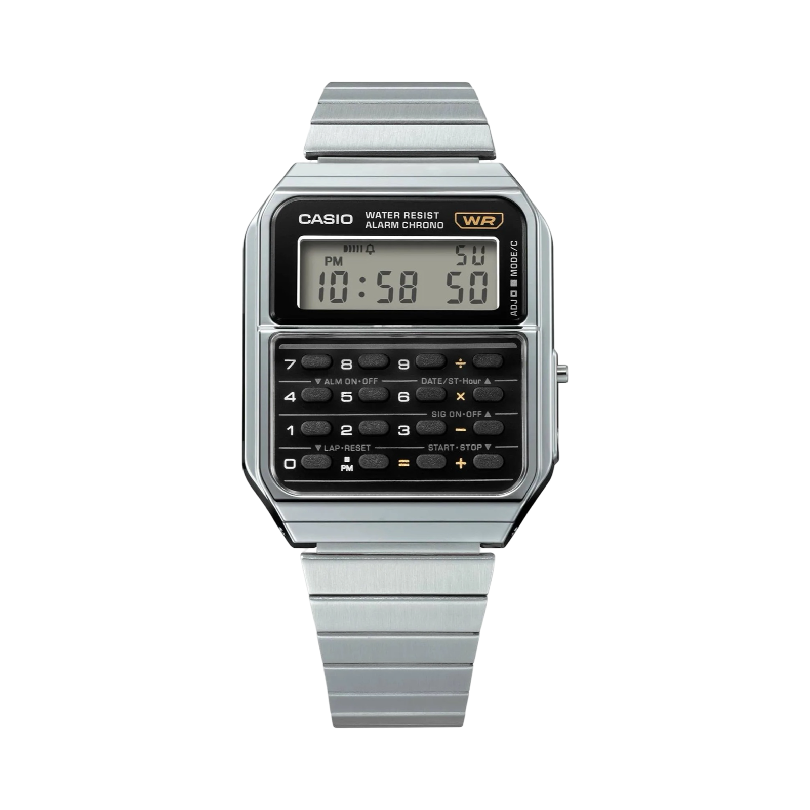 Casio CA500WE-1A Men's Digital Calculator Watch - Silver & Black - Perfect for Office, School & Everyday Use