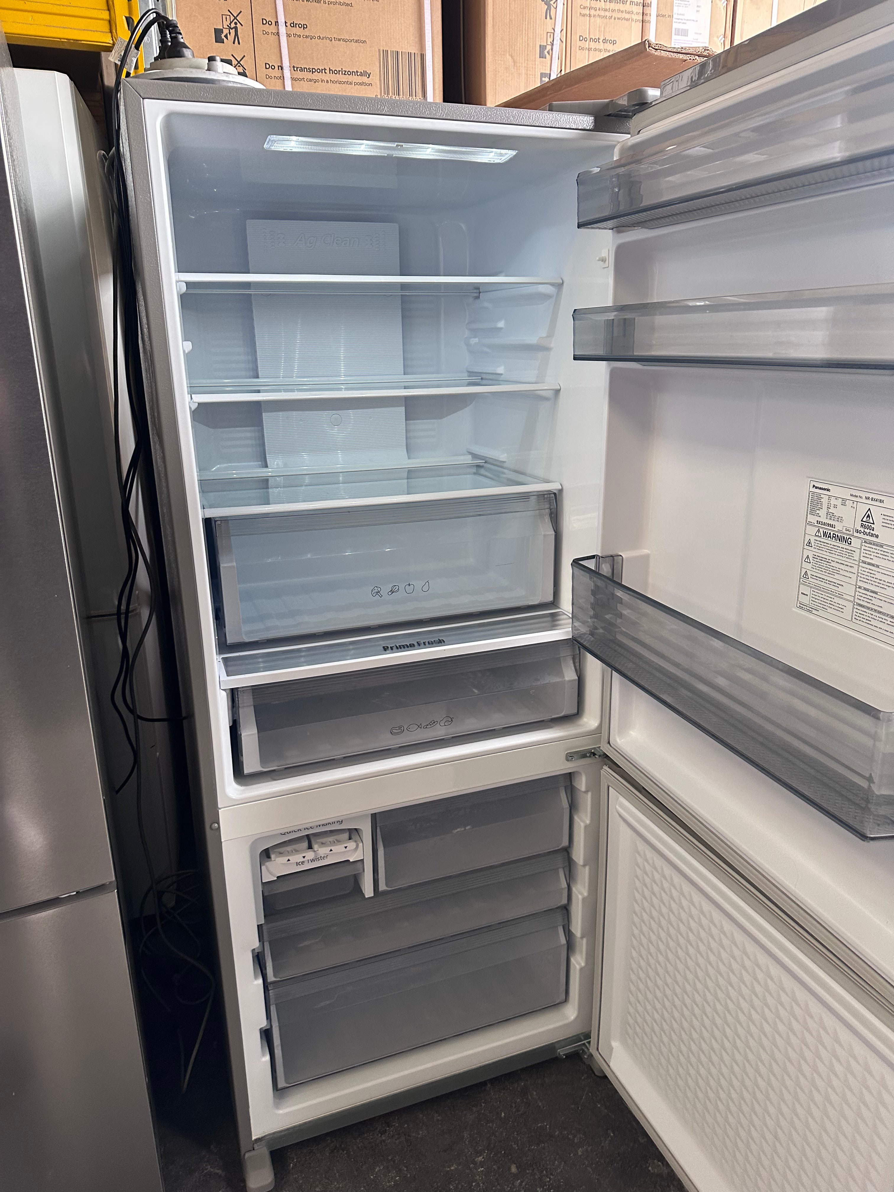 Panasonic 407L Stainless Steel Bottom Mount Refrigerator - Energy Efficient, Spacious 4-Door Fridge with Freezer [Certified Refurbished] - Perfect for Large Families, Restaurants & Open Kitchen Designs