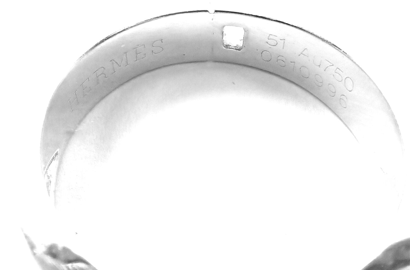 Authentic Hermes 18k White Gold Diamond H Band Ring for Women - Luxury Designer Jewelry for Special Occasions & Gifts
