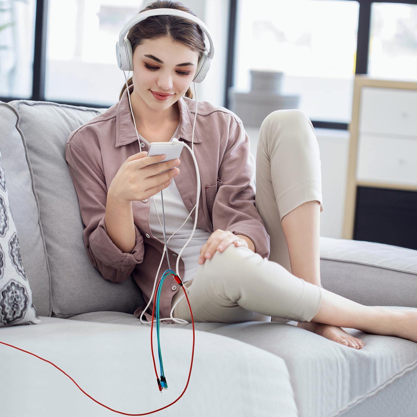 **2-Pack 6Ft 4-in-1 Braided Multi Charging Cable – 3.5A Fast Charging with USB-C/Micro USB/Lightning Ports – Compatible with iPhone, Samsung Galaxy, PS5, Tablets & More – Perfect for Home, Office & Travel**