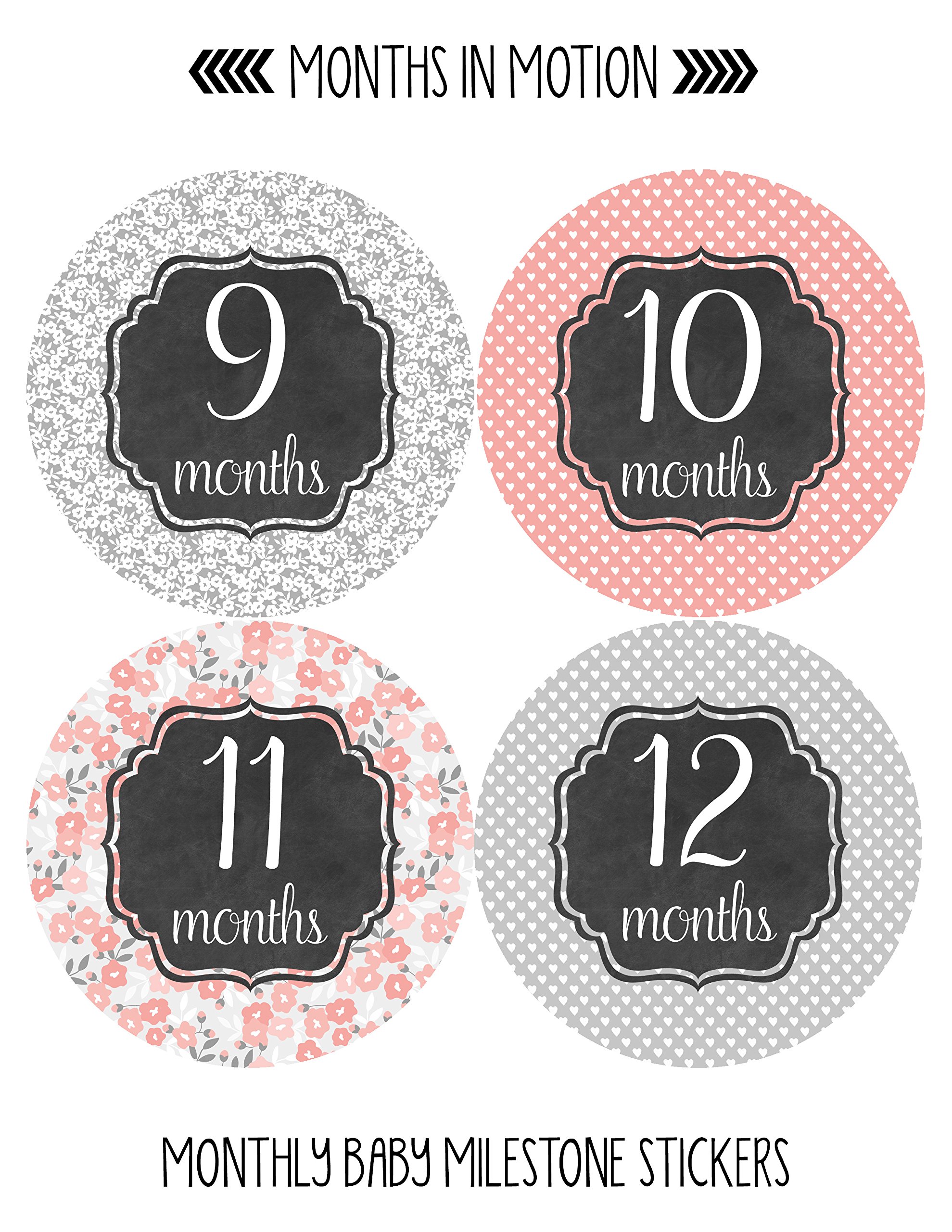 Baby Monthly Milestone Stickers - Newborn Girl Growth Tracking Stickers - Set of 20 Adhesive Photo Props for First Year Memories - Perfect for Baby Photo Shoots, Scrapbooking & Nursery Decor