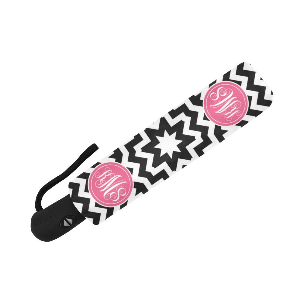 Custom Monogram Windproof Auto Open Close UV Umbrella - Personalized Chevron Design, Foldable & Durable for Rain & Sun Protection - Perfect for Outdoor Events, Travel & Gifts