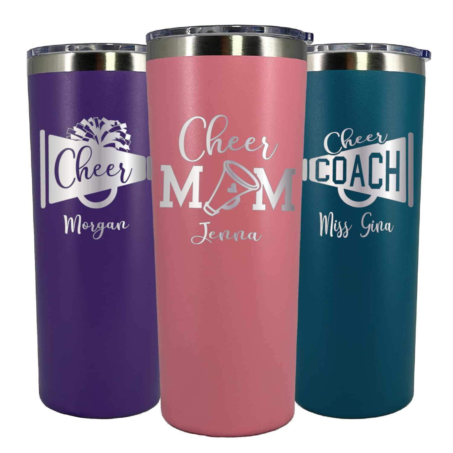 AVITO 22oz Personalized Cheer Tumbler with Lid & Straw - Custom Laser Engraved Insulated Cup - Perfect Cheerleader Gift for Mom, Coach & Team - Great for Practice, Games & Cheerleading Events