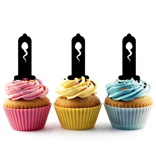 10pcs Acrylic Condom Sex Sperm Silhouette Cupcake Toppers - Wedding, Birthday & Bachelorette Party Decorations - Perfect for Adult Themed Celebrations and Funny Dessert Decor
