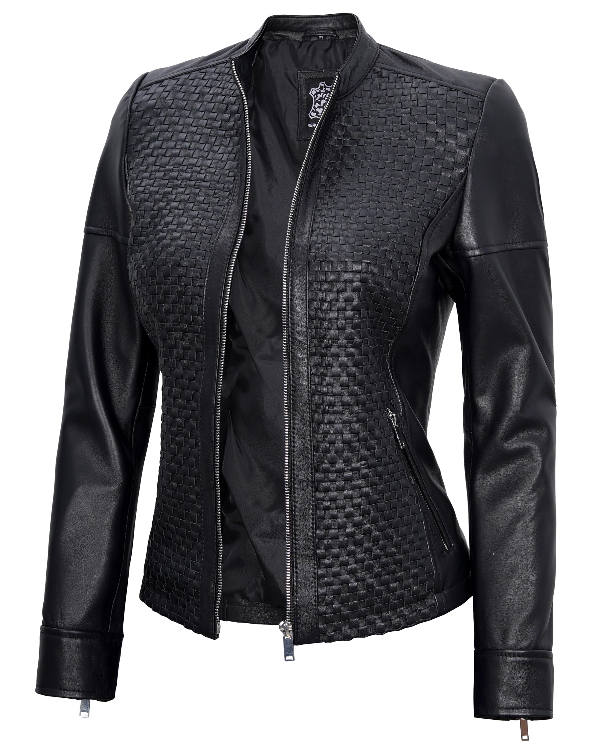 Blingsoul Genuine Leather Jacket for Women - Stylish Cafe Racer Biker Jacket with Zipper | Perfect for Motorcycle Riding, Casual Outfits & Night Out