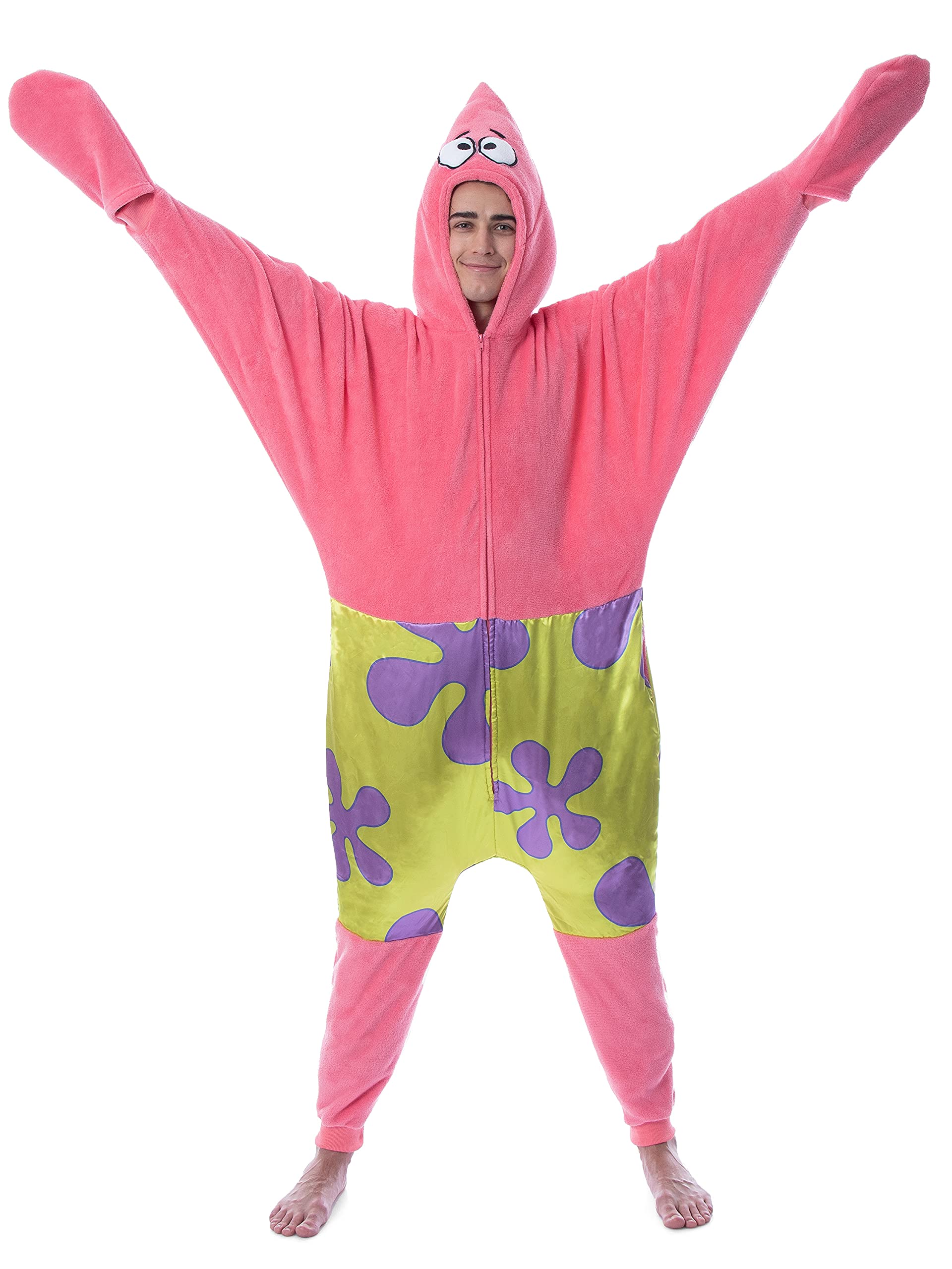 SpongeBob SquarePants Patrick Star Pajamas for Men - Nickelodeon Cartoon Character Sleepwear, One-Piece Union Suit for Lounge, Sleepovers & Cosplay