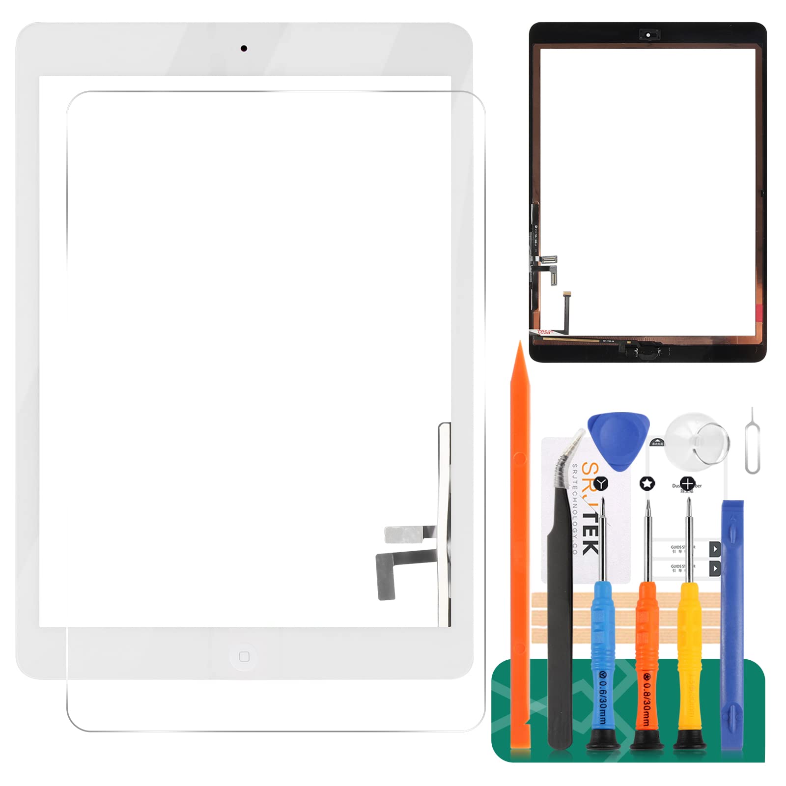Original iPad Air 1 Touch Screen Digitizer Replacement - Compatible with iPad 5 / iPad Air 1st Gen (A1474, A1475, A1476) - Front Glass Panel with Home Button (White) - Not for iPad 9.7 2017 (A1822, A1823) | Perfect for DIY Screen Repair & Tablet Restoration