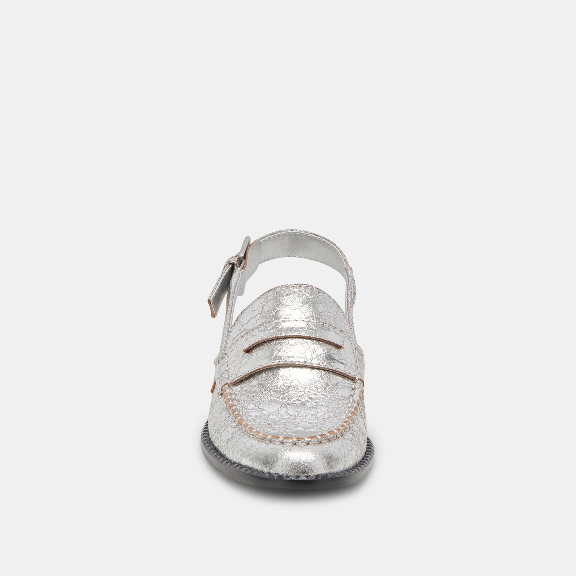 HARDI Women's Wide Loafers - Silver Crackled Leather Slip-On Shoes for Comfort & Style | Perfect for Office, Casual Wear & Travel