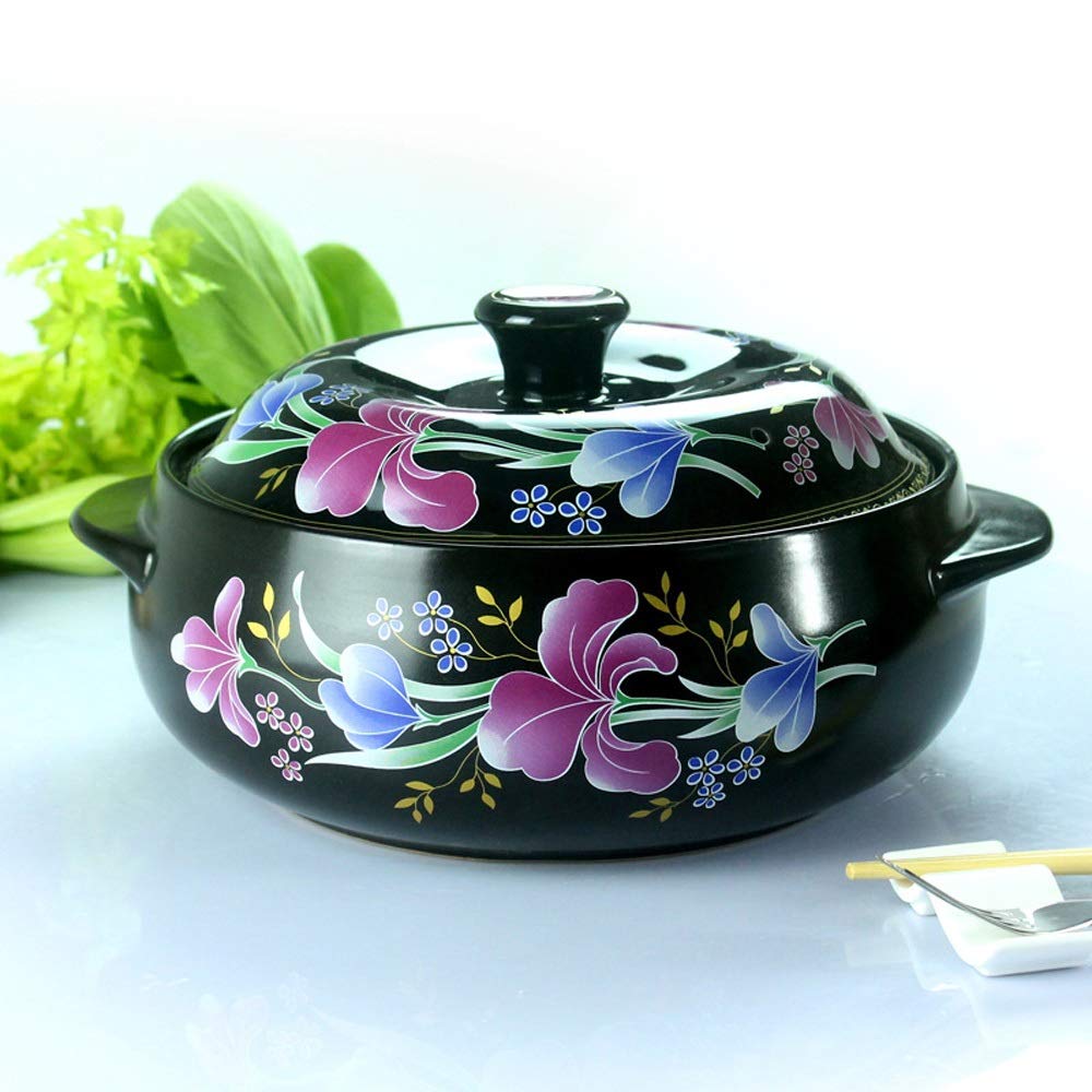 Lily Soup Pot - 3.8L Ceramic Casserole for Rice Vermicelli, Braised Chicken & Herbal Stews | Perfect for Slow Cooking, Family Meals & Traditional Chinese Medicine Preparation