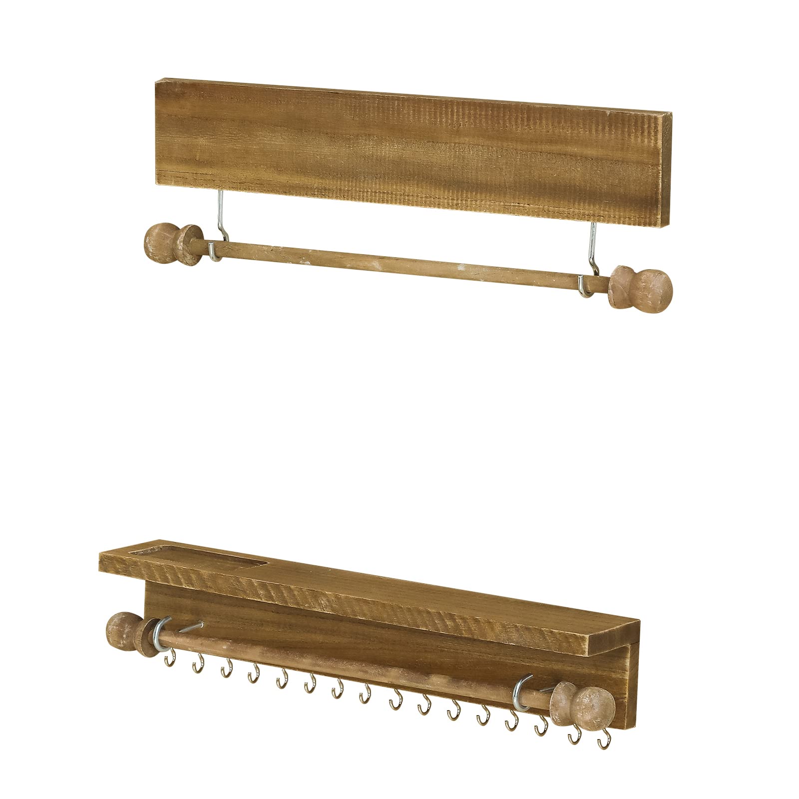 Ochine Rustic Wooden Wall Mounted Jewelry Organizer - Hanging Jewelry Cabinet with Storage Hooks for Necklaces, Earrings, Bracelets & Rings | Perfect for Bedroom, Bathroom & Closet Organization