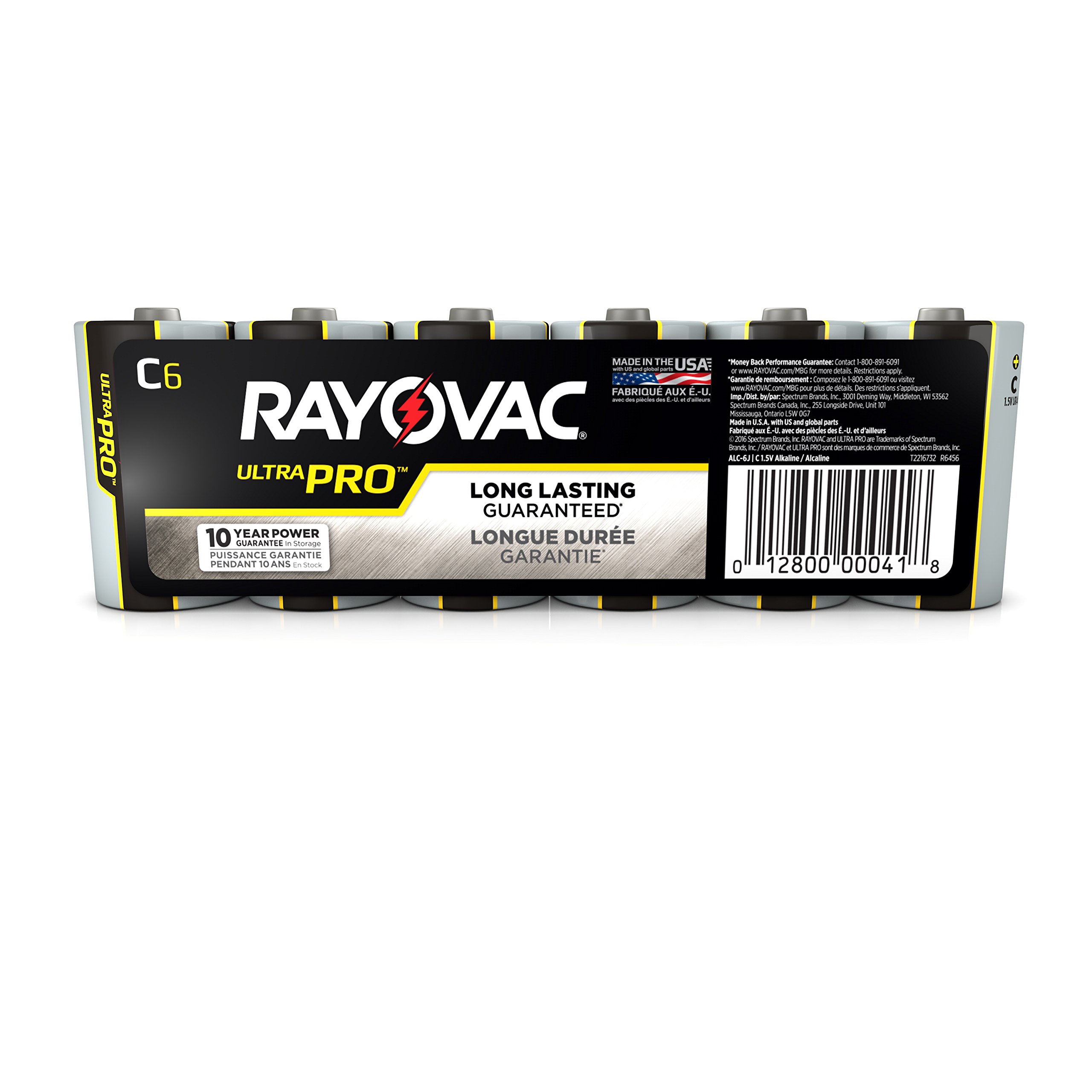 Rayovac AL-C Alkaline C Size Batteries (6-Pack) - Long-Lasting Power for Flashlights, Toys, Radios & More