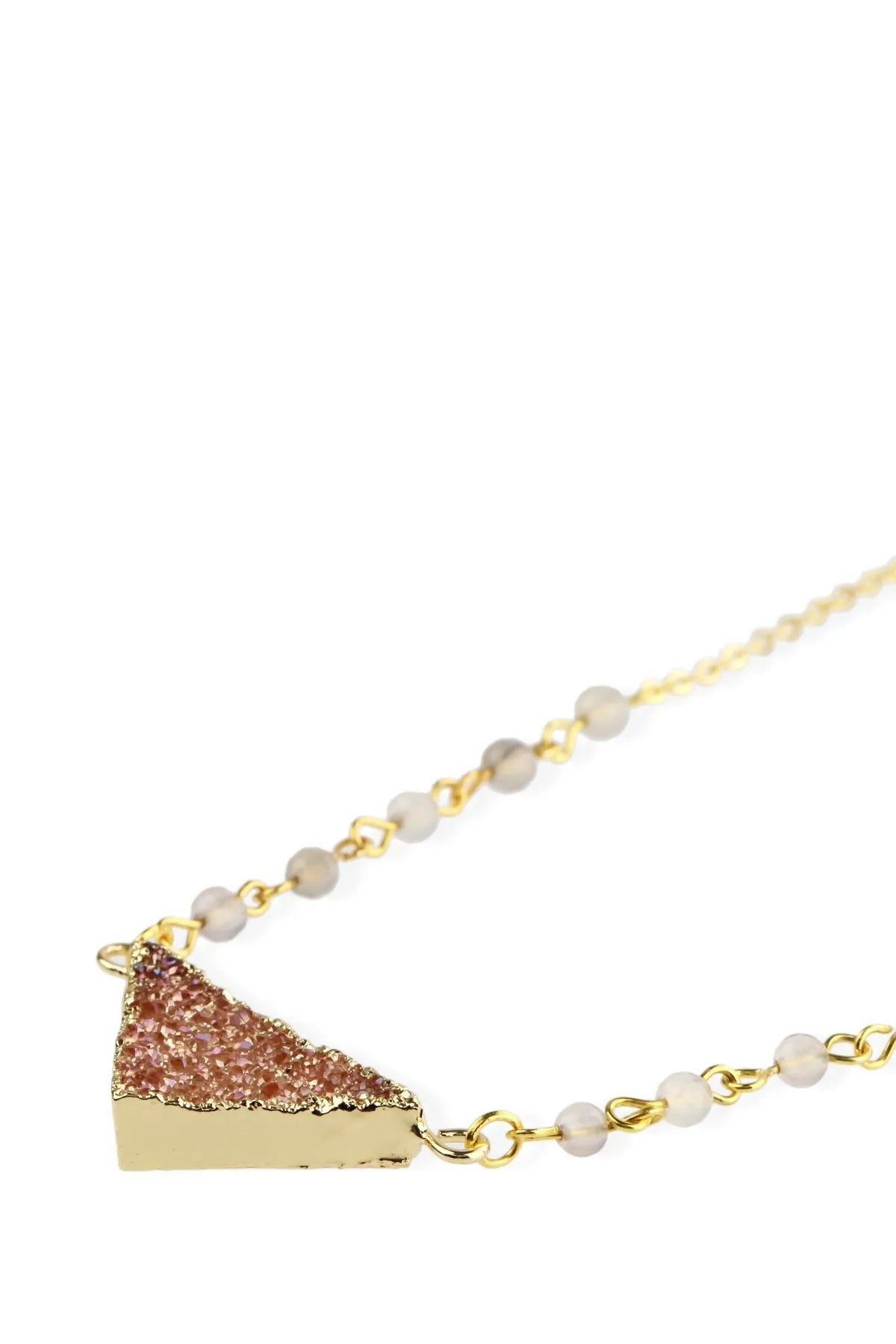 Druzy Triangle Pendant Necklace for Women - Elegant Boho Crystal Jewelry for Everyday Wear & Special Occasions