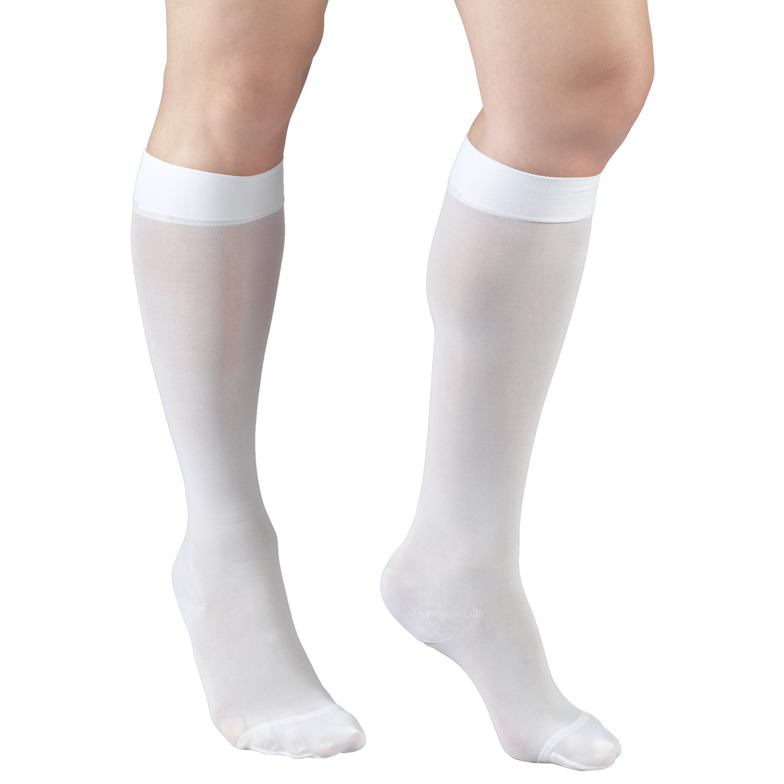 Truform Sheer Compression Stockings 15-20 mmHg - Women's Knee High Support Socks 20 Denier White Medium - Perfect for Travel, Work & Varicose Vein Relief
