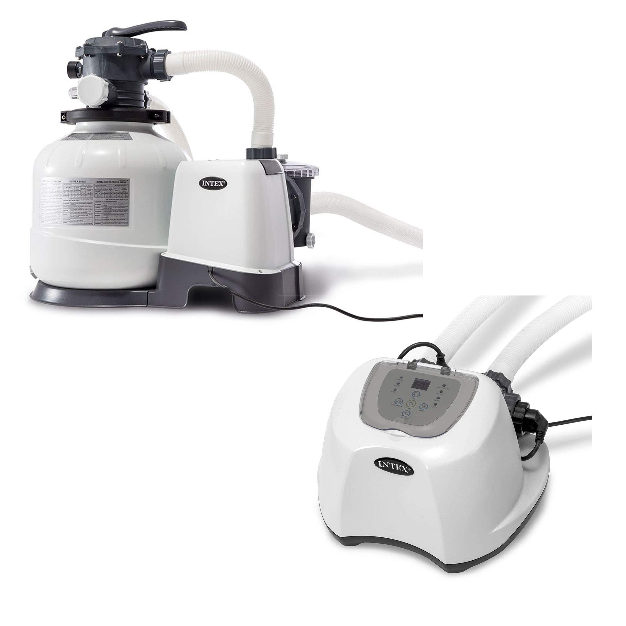 Intex 2800 GPH Sand Filter Pump with Krystal Clear Saltwater System - Automatic Timer for Above Ground Pools | Heavy Duty Filtration for Saltwater & Freshwater Swimming Pools | Perfect for Backyard, Vacation Homes & Summer Pool Maintenance