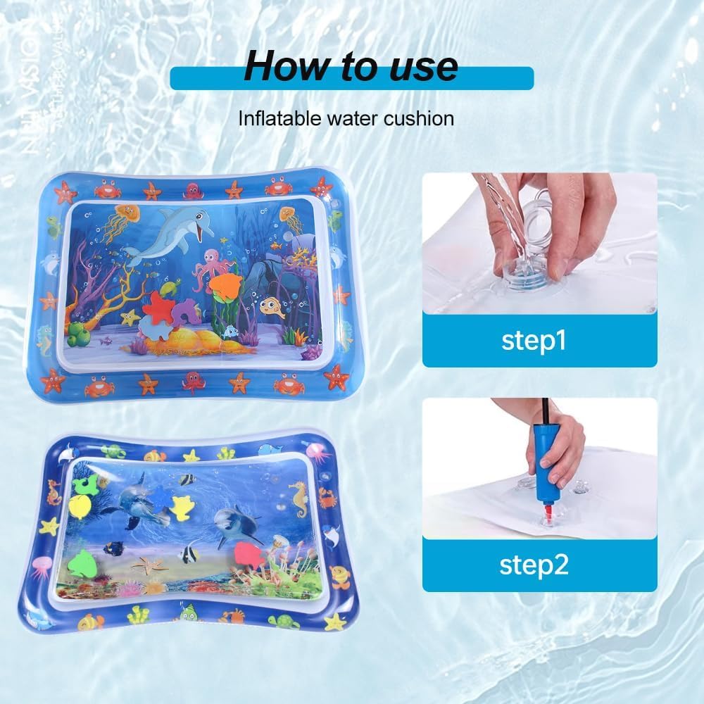 Interactive Water Play Mat for Cats - Sensory Water Pad with Toy Fish, Thick Hairtail Design - Fun Pet Game for Indoor Cats - Perfect for Playtime & Exercise (Tropical Fish Theme) - Great for Boredom Relief & Mental Stimulation