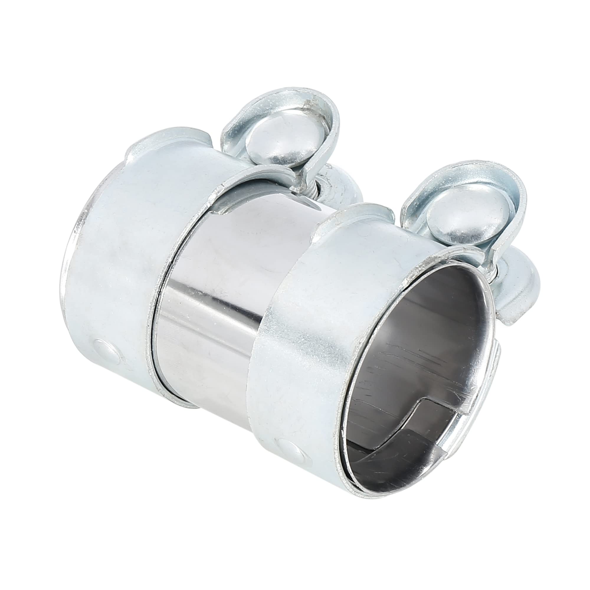 X AUTOHAUX 56 x 94mm Silver Exhaust Pipe Sleeve Connector Clamp Coupler for Seat Toledo & Ibiza - Universal Fit, Durable Stainless Steel, Easy Installation for Car Exhaust Repair & Maintenance
