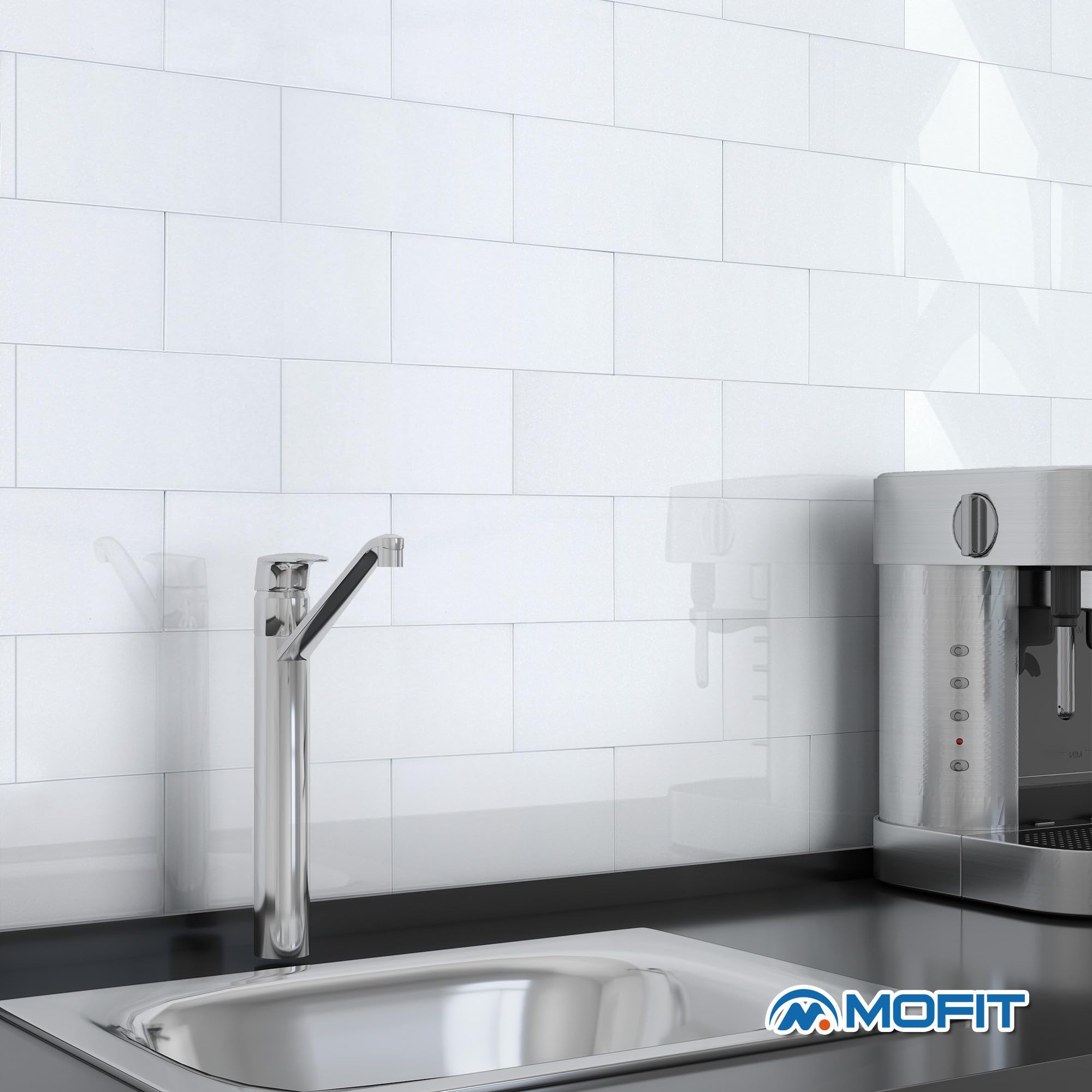 10x20 Inch White Subway Tile Peel and Stick Backsplash - Waterproof Self-Adhesive Wall Tiles (23 Pack) - Perfect for Kitchen, Bathroom, Laundry Room & RV Remodeling