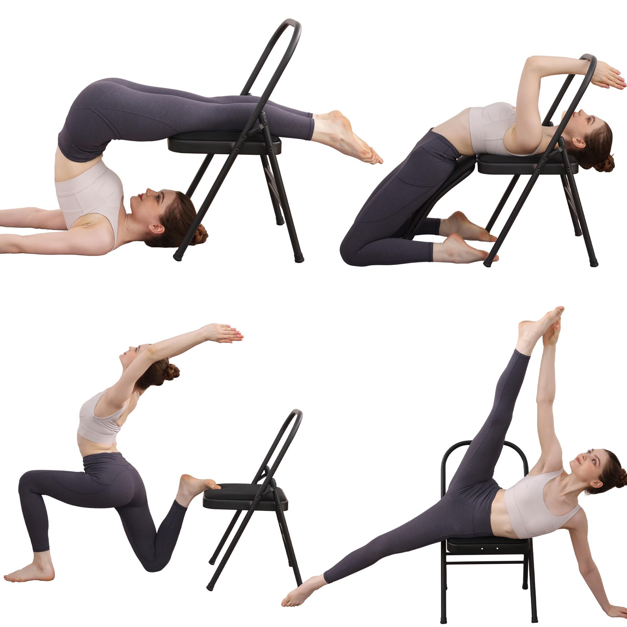 BODY RHYTHM Yoga Chair with Lumbar Support - Core Strength & Balance Training Tool for Handstand Practice, Flexibility Workouts, Back Pain Relief - Perfect for Home Gym & Yoga Studio Use