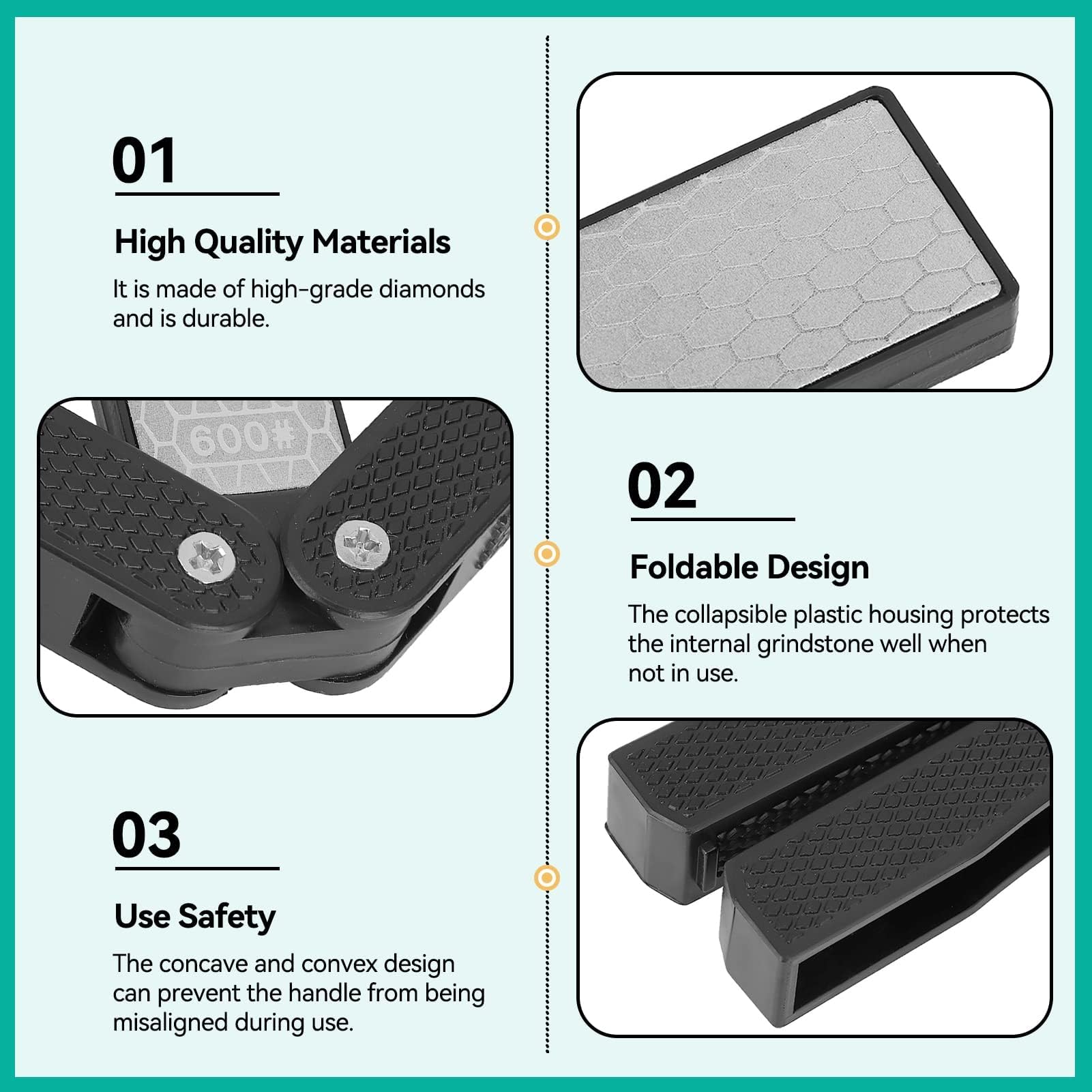400/600 Grit Folding Diamond Knife Sharpener - Portable for Camping & Kitchen