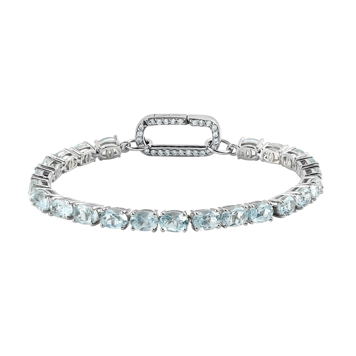 925 Sterling Silver Platinum Plated Tennis Bracelet with Charm Enhancer Lock - Elegant Women's Jewelry Gift for Graduation, Anniversary & Special Occasions (Size 25