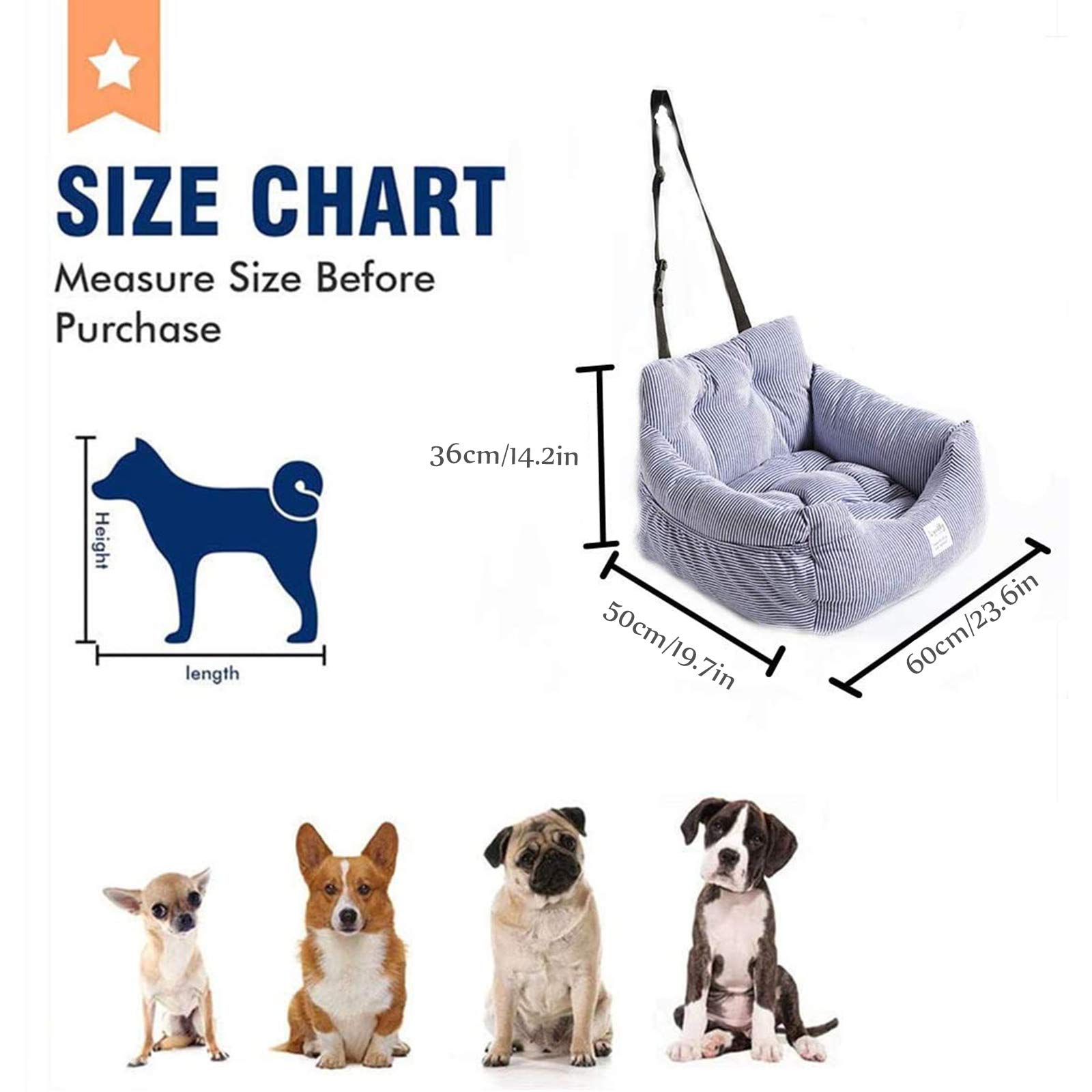 Dual-Use Dog Car Seat & Pet Booster Seat - Travel Safety Carrier Bed with Storage Pocket & Clip-On Leash for Small Dogs, Puppies & Cats | Perfect for Car Rides & Home Lounging