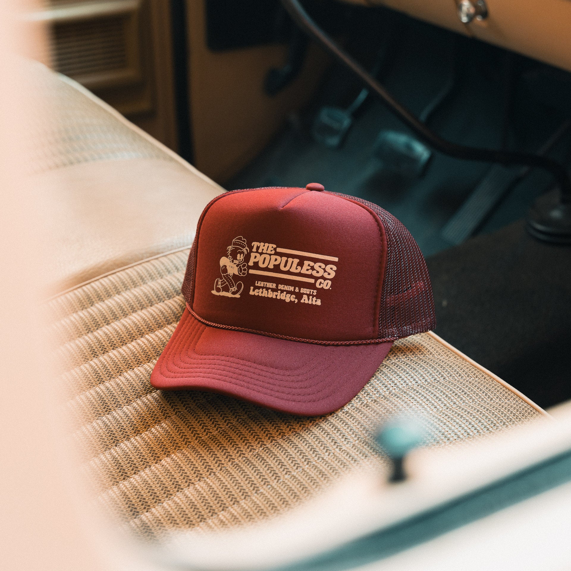 Roy Boy Trucker Hat for Men & Women - Classic Maroon Snapback Cap for Outdoor, Sports & Casual Wear