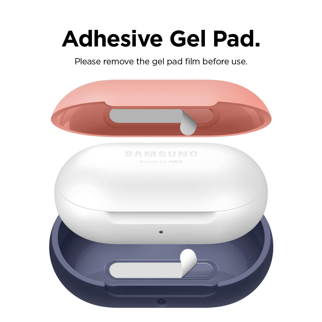 Premium Silicone Case for Samsung Galaxy Buds Plus (2020) & Galaxy Buds (2019) - Soft Protective Cover with Peach Top & Jean Indigo Bottom - Perfect for Gym, Travel & Everyday Use