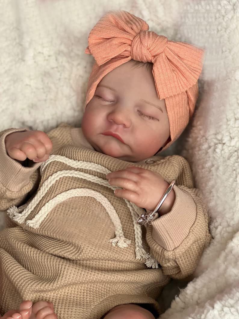 18 Inch Realistic Lifelike Reborn Baby Doll - Handmade Weighted Silicone Vinyl Sleeping Girl Doll with Closed Eyes | Perfect for Newborn Photography, Nursery Decor, and Therapeutic Play