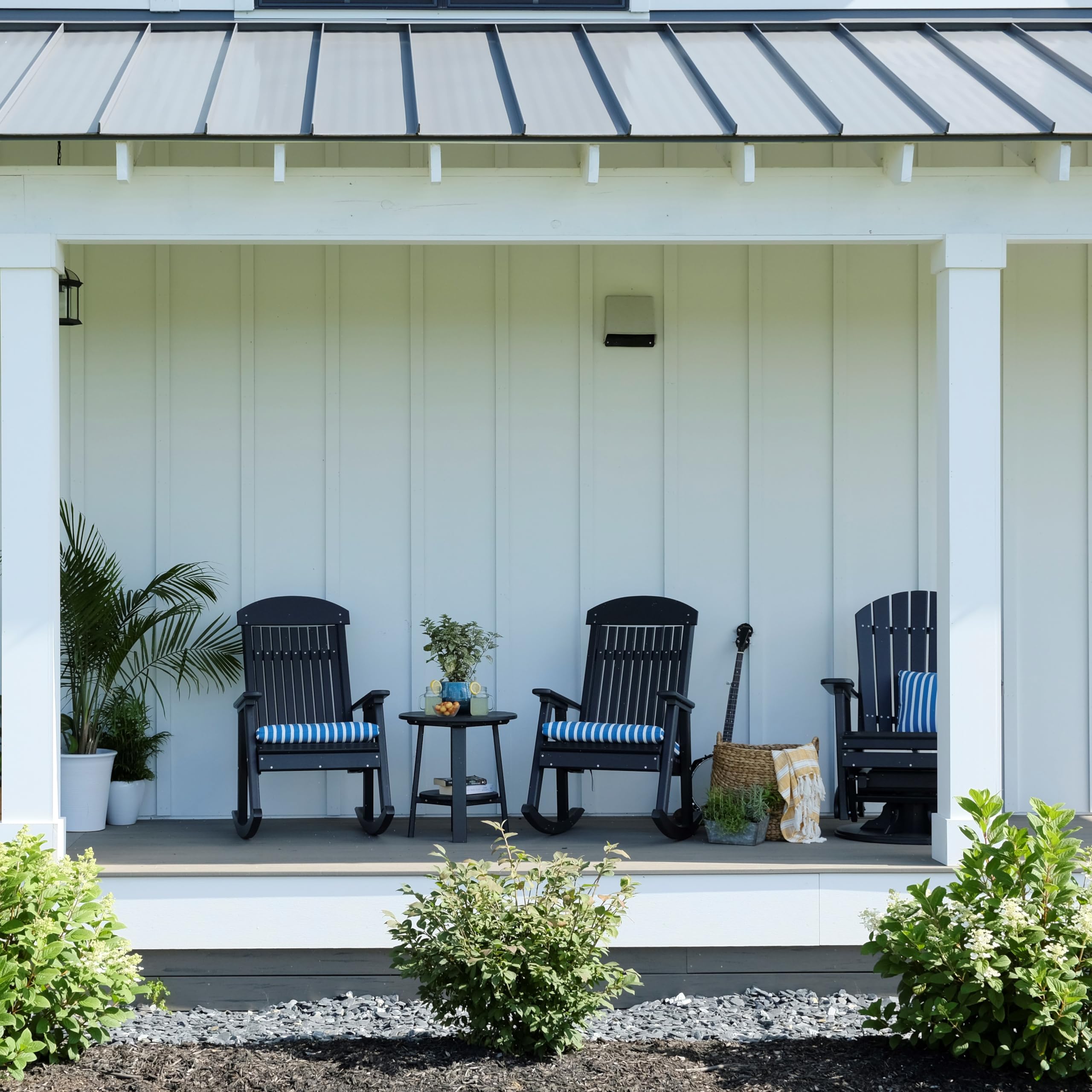 Premium Black Poly Lumber Deluxe End Table - Outdoor & Indoor Patio Furniture - Perfect for Poolside, Garden, Deck & Living Room Decor