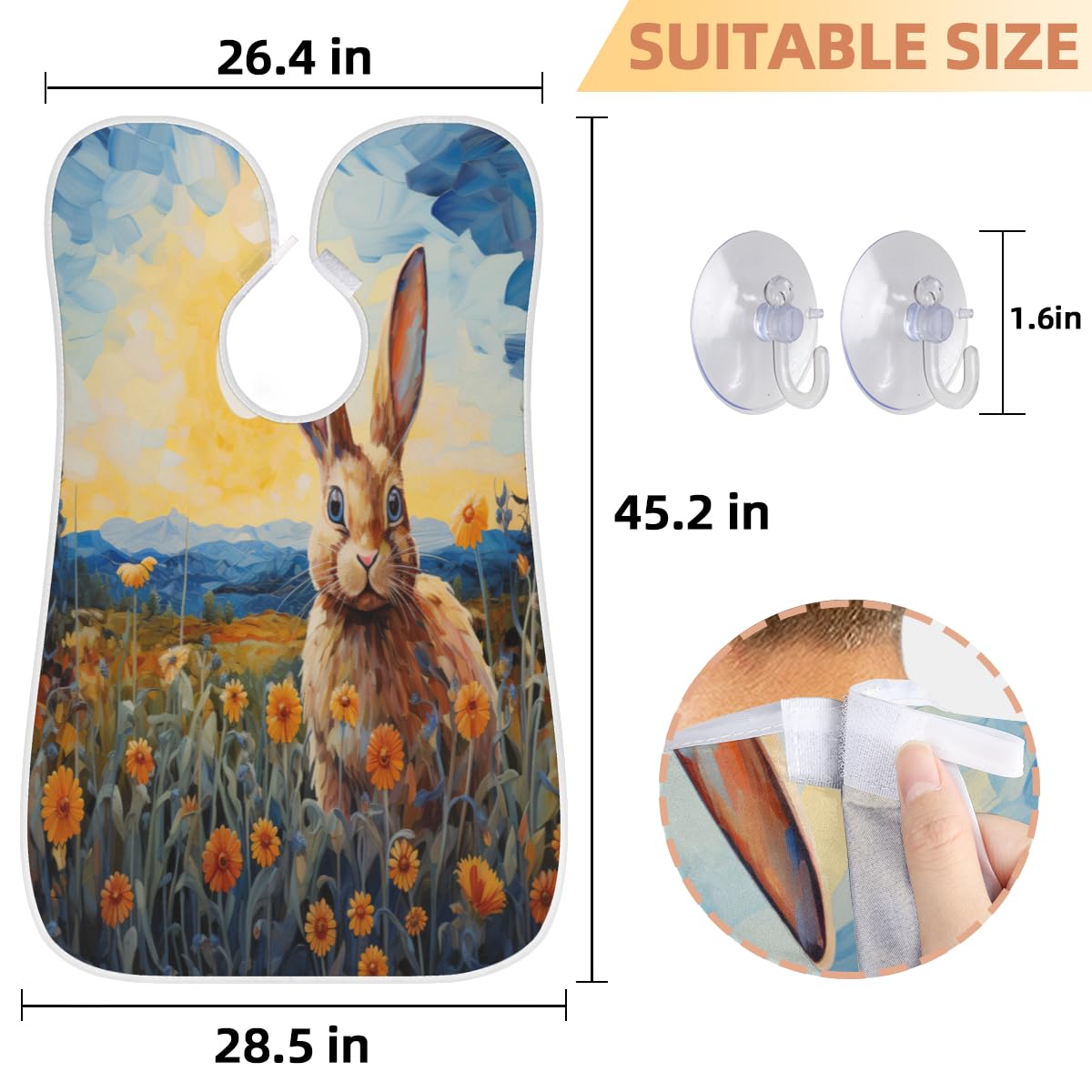 Men's Rabbit Oil Printing Beard Shaving Bib - Waterproof Barber Apron for Hair Dye & Makeup - Sink Hair Catcher for Beard Trimming & Lineup - Perfect Gift for Barbers & Stylists (Great for Salon, Home Grooming & Professional Use)