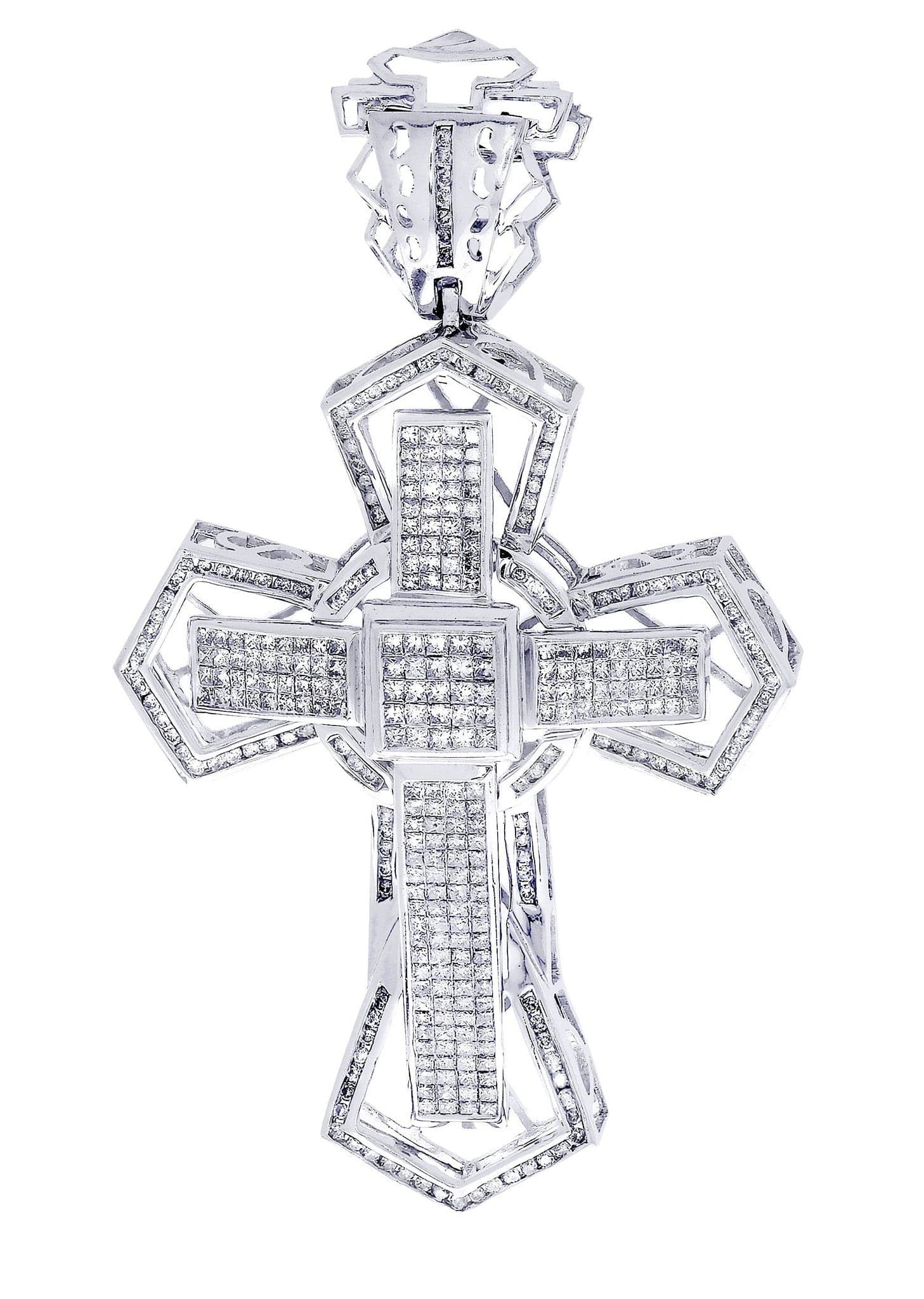 4.1 Carat Diamond Cross Pendant Necklace - 22.95 Grams Solid Gold Jewelry for Women - Perfect for Church, Weddings & Special Occasions