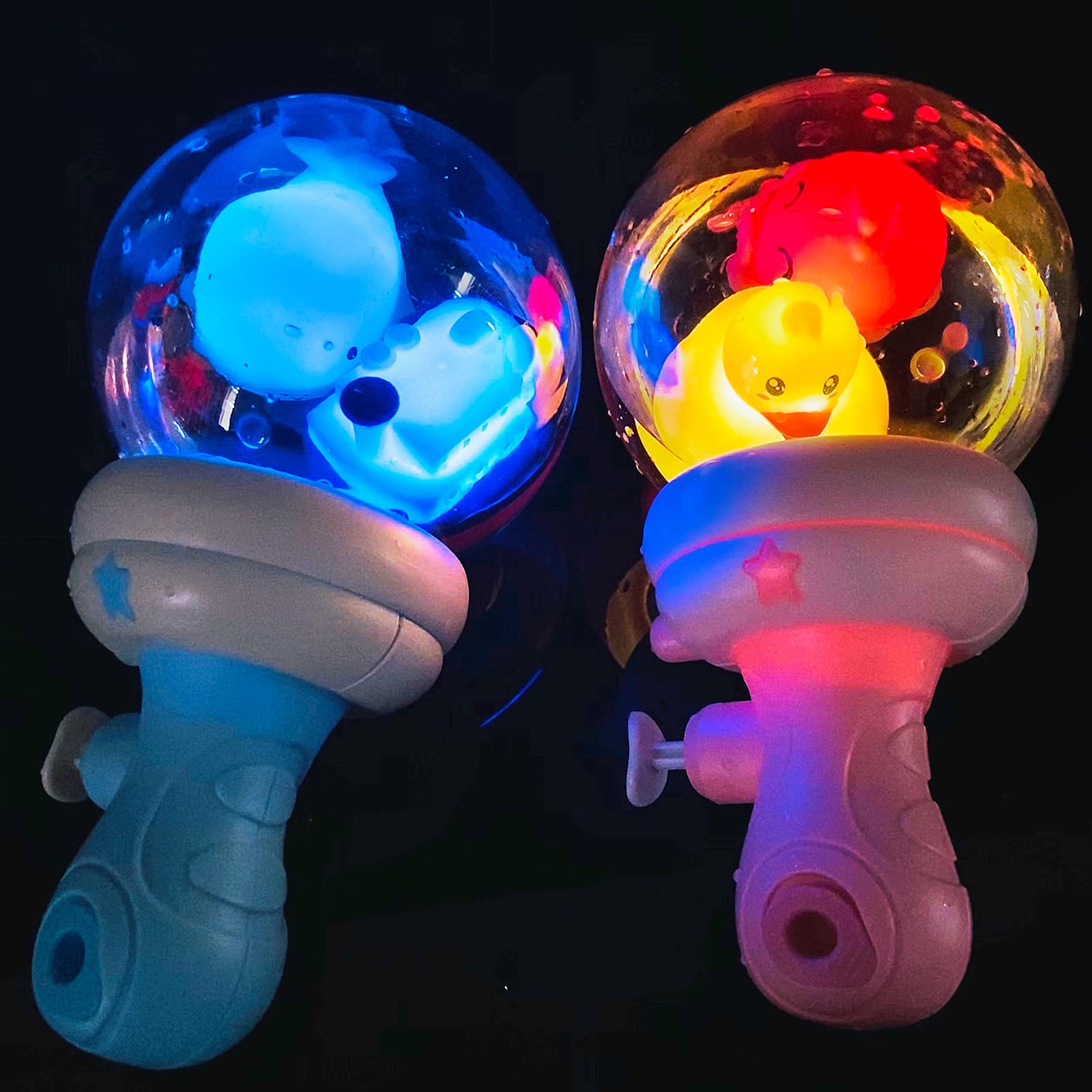 2 Pack Water Guns for Kids - Light Up Water Squirt Toys with 4 Floating Bubbles | Outdoor Water Fight Toys for Boys & Girls | Perfect for Pool, Beach, Backyard Parties & Summer Fun Gifts