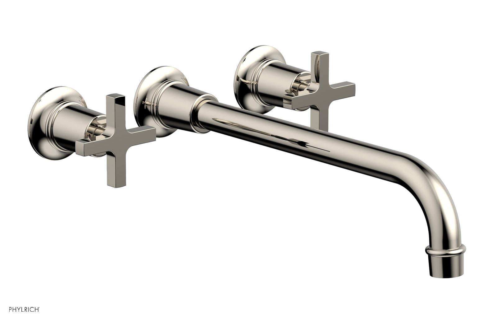HEX MODERN 12-Inch Wall Mounted Lavatory Faucet Set with Cross Handles - Bathroom Sink Faucet for Modern Homes, Hotels, and Commercial Spaces (Model 501-13-12)