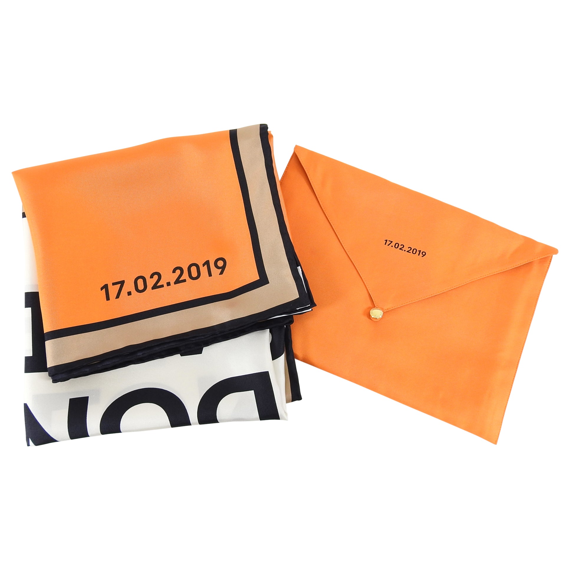 Burberry London Orange Silk Scarf 90cm with Logo - Luxury Fashion Accessory for Women, Runway Show Attendee, Perfect for Gifts & Special Occasions
