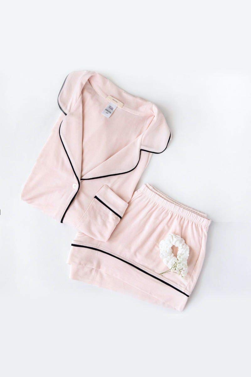 Eberjey Gisele Classic Women's Pajama Set - Soft Short Sleeve Button Down Sleep Shirt with Front Pocket & Comfortable Elastic Waist Shorts | Perfect for Lounging, Sleepwear & Relaxing at Home
