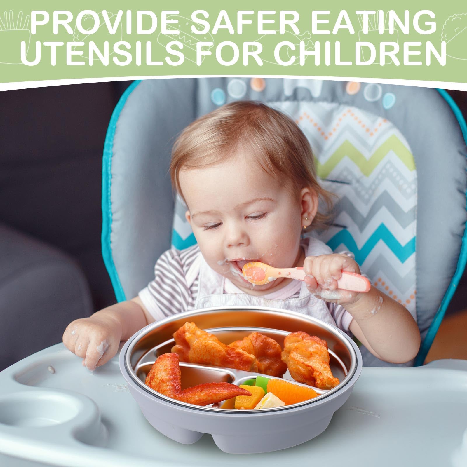 Nuogo 3-Pack Stainless Steel Baby Suction Plates with Removable Silicone Shell - 2-in-1 Divided Toddler Bowls for Picky Eaters | Dishwasher Safe | Perfect for Baby-Led Weaning, Travel & Mess-Free Feeding (Blue, Pink, Green)