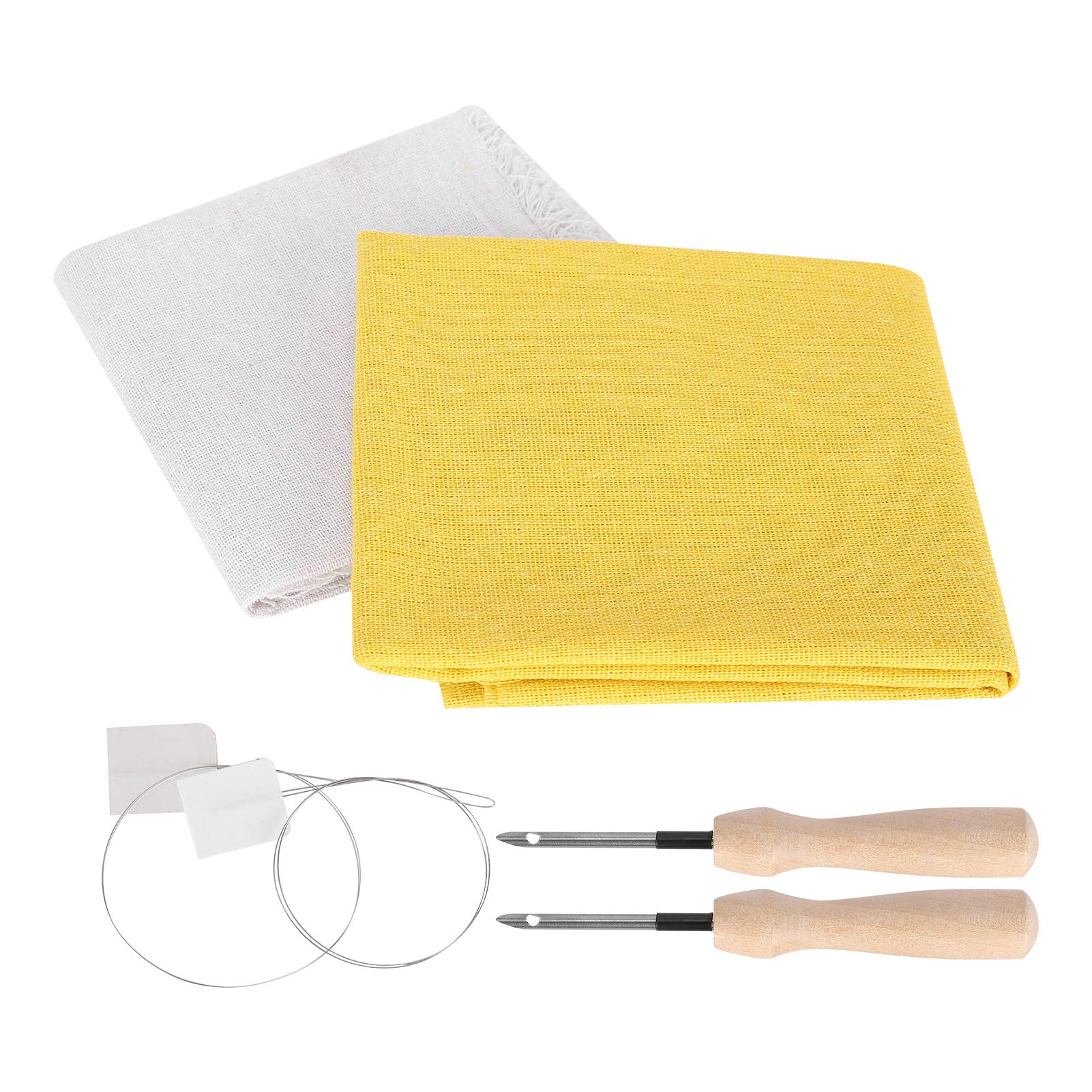2Pcs Premium Linen Fabric for Embroidery - Natural White & Yellow DIY Linen Cloth for Handmade Curtains, Bags & Home Decor | Perfect for Sewing, Crafting & Bohemian Style Decorations