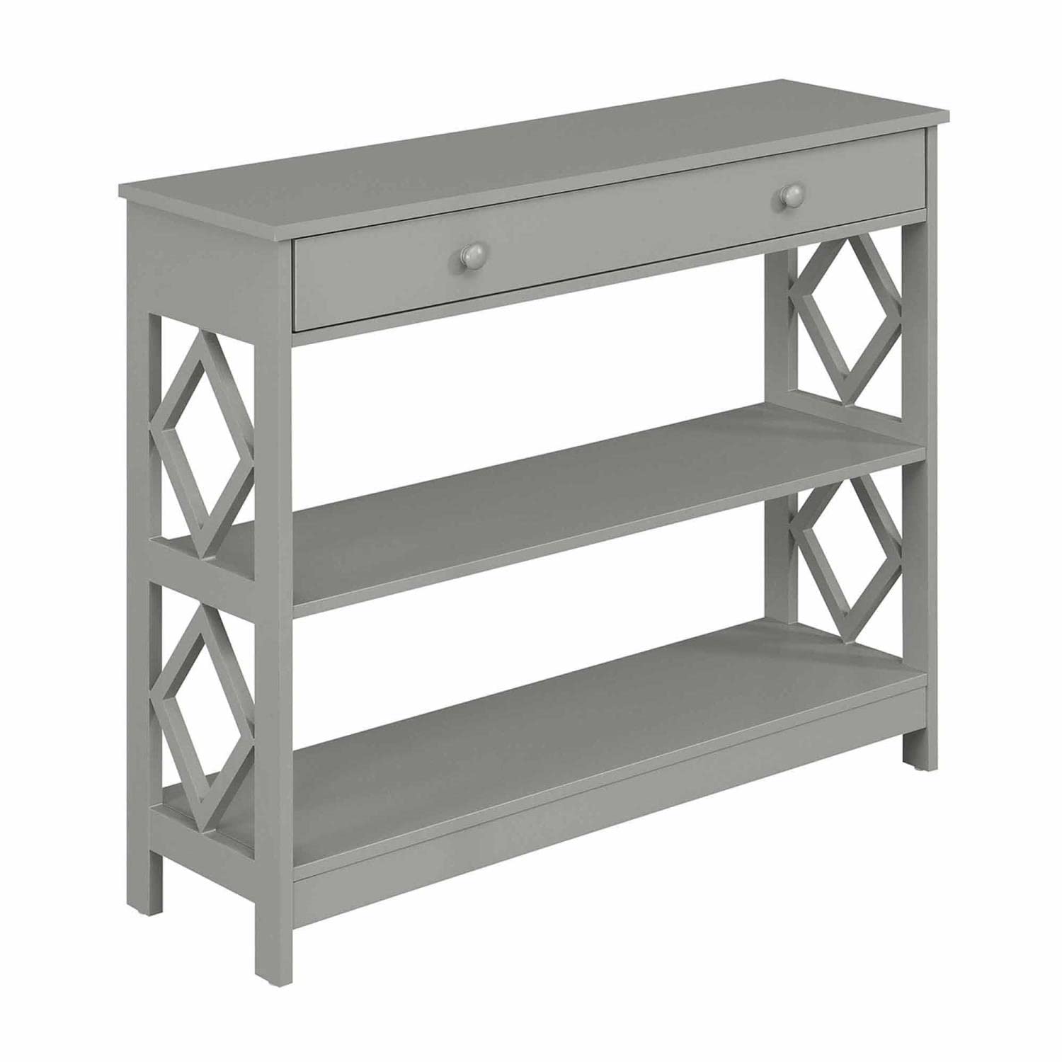 Diamond 1-Drawer Console Table in Gray by Convenience Concepts - Perfect for Entryway, Living Room & Hallway Decor
