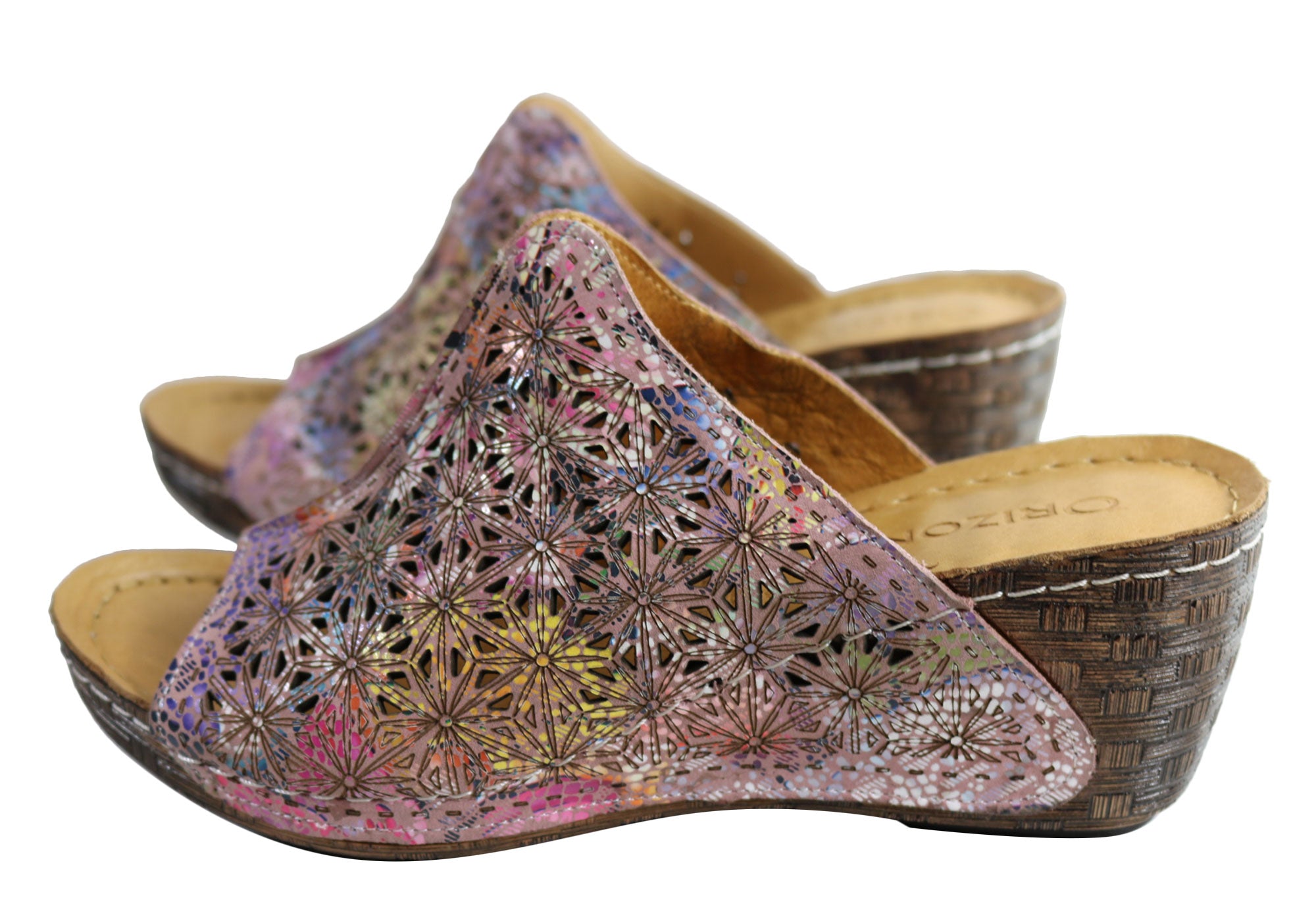 Orizonte Deb Women's European Leather Comfortable Wedge Slide Sandals - Stylish & Supportive for Summer, Beach, and Casual Outings