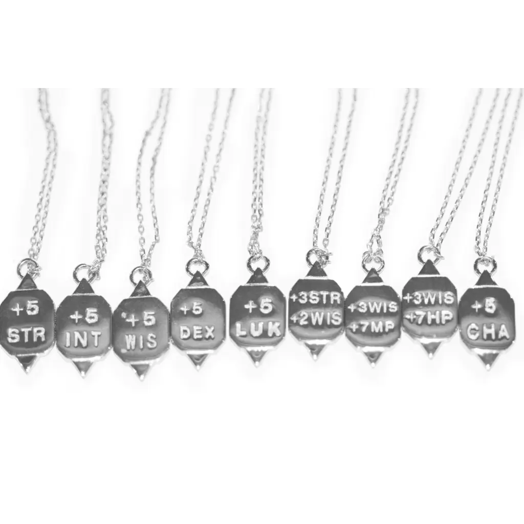 RPG Stat Pendant Necklace - D&D Character Attribute Charm for Tabletop Gaming & Cosplay - Perfect for Gifts & Roleplaying Scenes