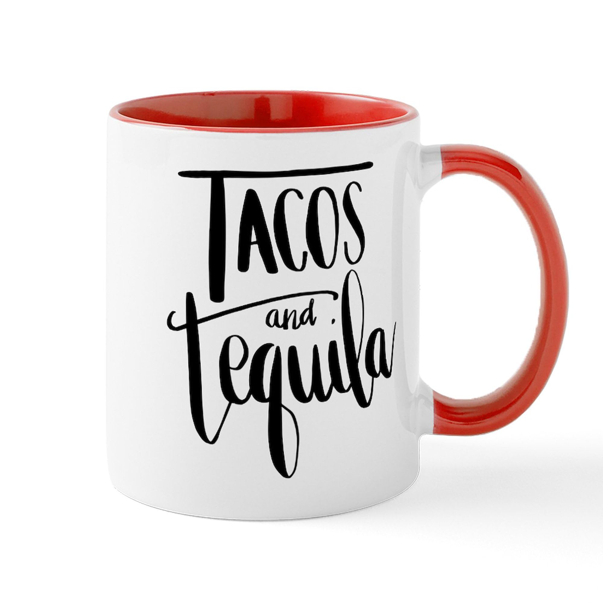 Tacos And Tequila 11 oz (325 ml) Ceramic Coffee Mug - Funny Mexican Themed Cup for Coffee, Tea & Hot Drinks - Perfect for Home, Office or Gifts