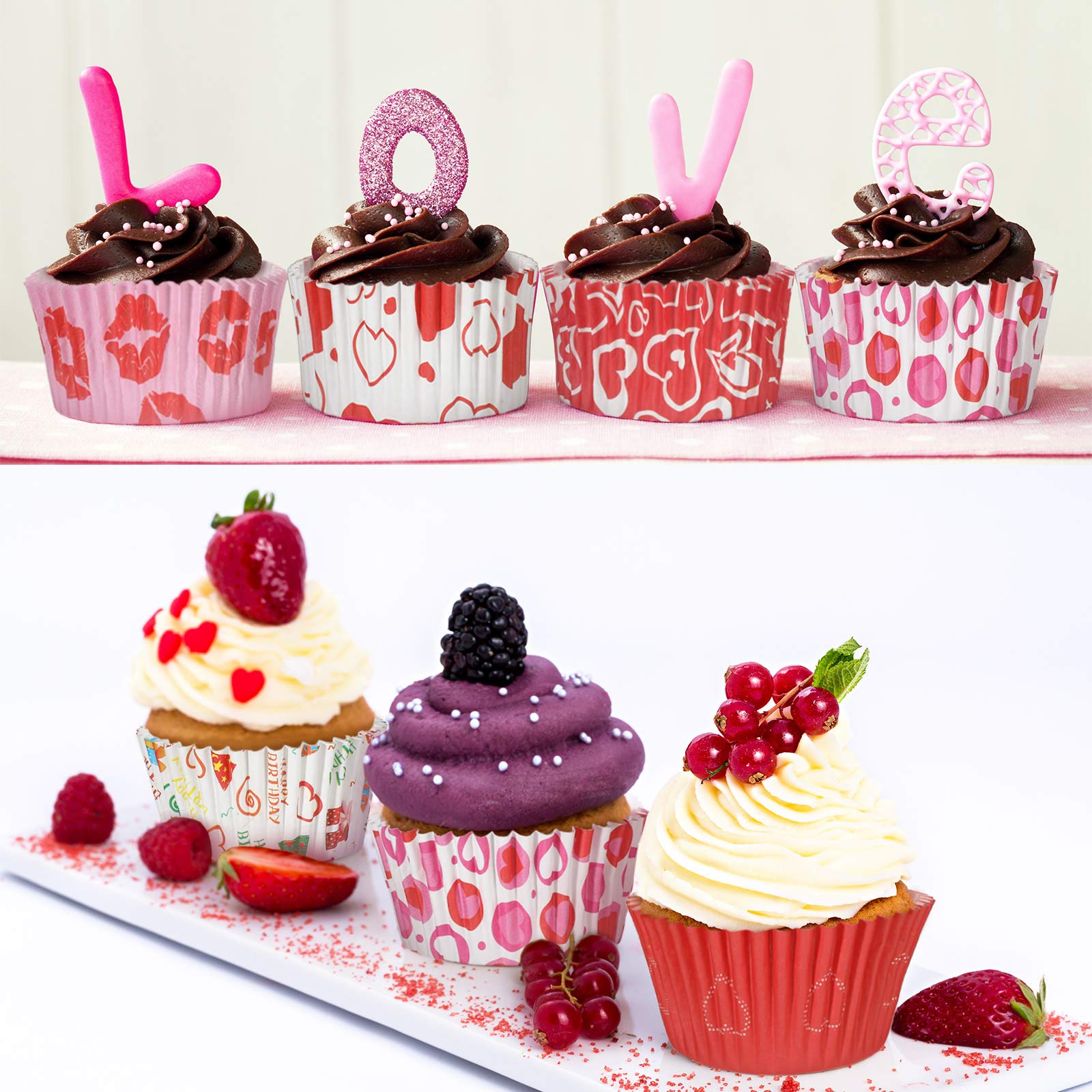 600 Count Valentine's Day Cupcake Liners - Disposable Nonstick Baking Cups for Valentine's Day, Weddings, Anniversaries & Holidays | Perfect for Party Decorations, Baking Treats & Dessert Displays