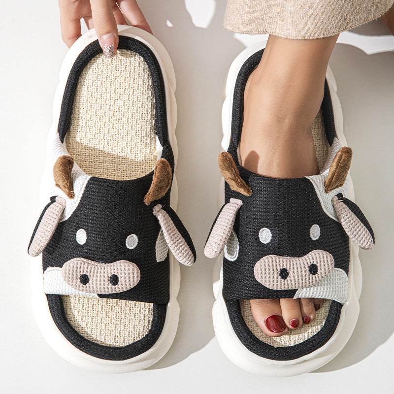 Cowzy Kawaii Slippers - Soft & Cute Cow Print House Slippers for Women & Girls | Cozy Indoor & Outdoor Wear for Home, Dorm, or Lounge