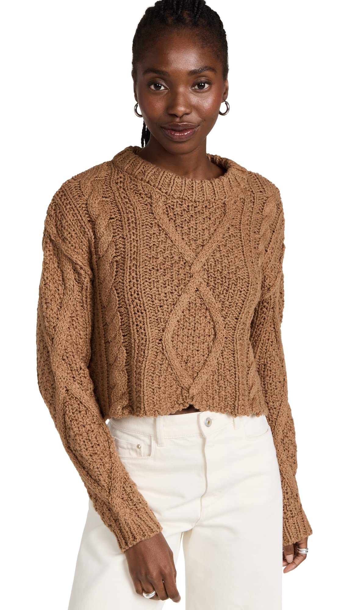 Free People Women's Cable Knit Sweater - Soft & Cozy Winter Pullover for Casual Outfits & Layering