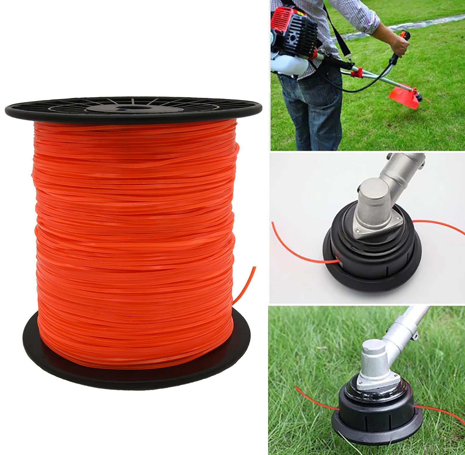 KAKO 080 Commercial Grade Square Trimmer Line - .080-Inch x 1200-Ft Weed Wacker String for Most String Trimmers (Orange) - Ideal for Lawn Care, Yard Maintenance & Professional Landscaping