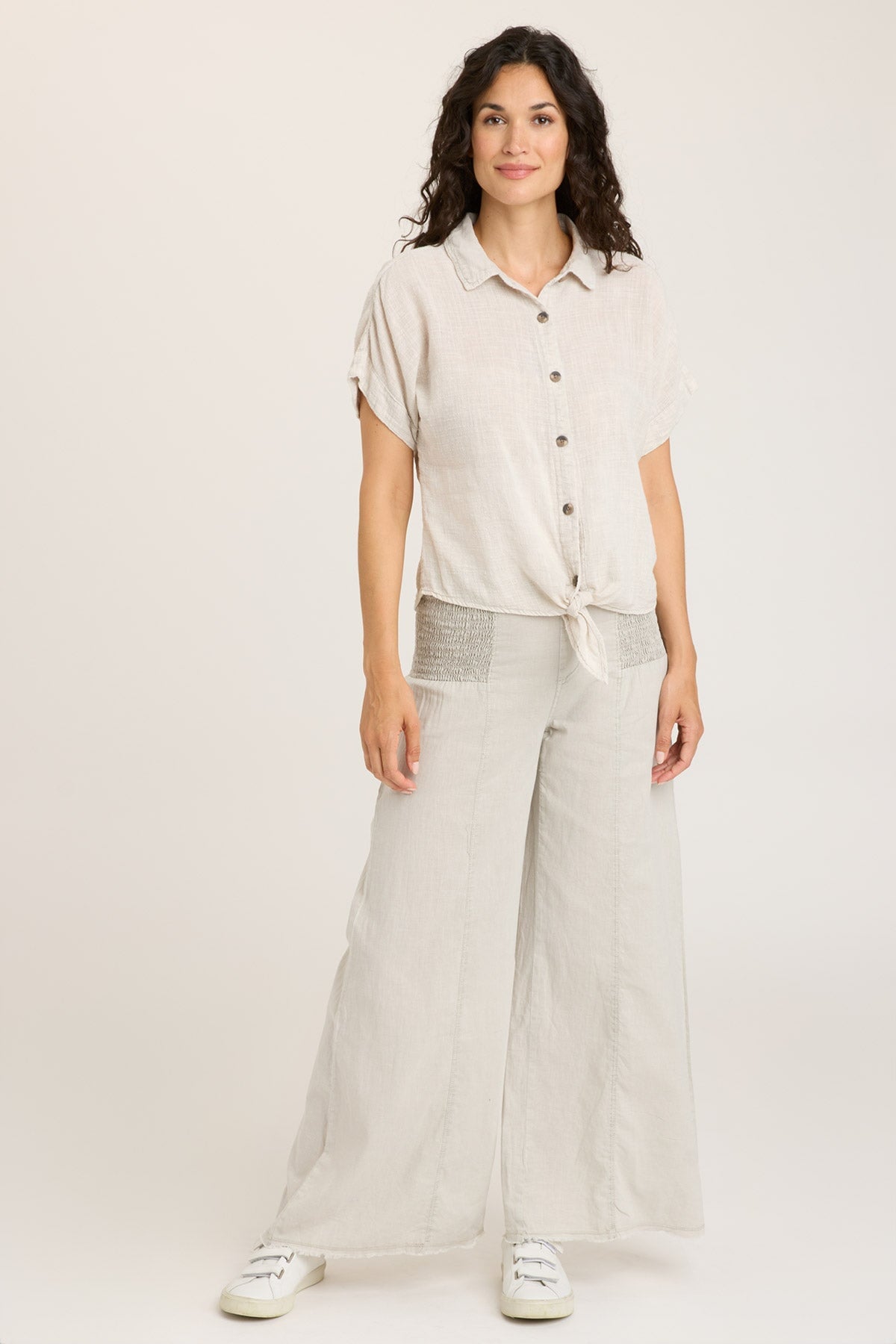 Gauze Teagan Tie Top Women's Casual Blouse - Perfect for Summer Outfits, Beach Wear & Boho Style Fashion