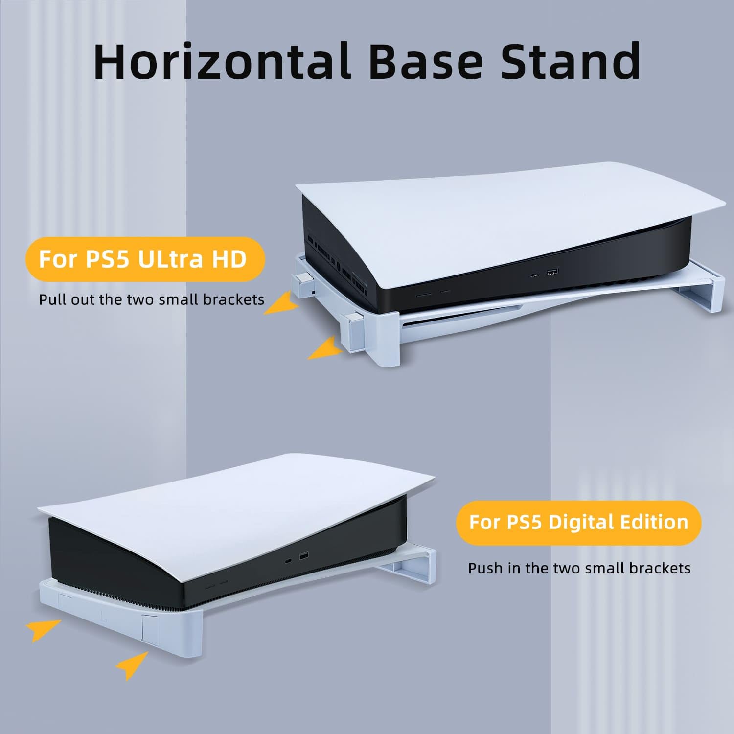 Mcbazel PS5 Stand Horizontal Base for PS5 Digital & Disc Console - Non-Slip Pads, Stable Support for Playstation 5 (Not for PS5 Slim/Pro) - Gray | Perfect for Gaming Setup & Console Protection