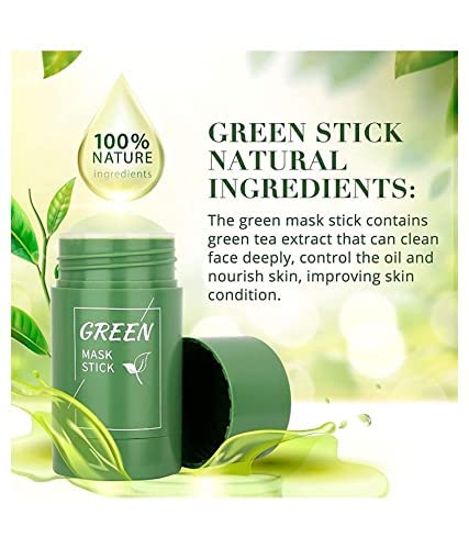 Green Tea & Charcoal Clay Face Mask Set - Purifying Stick Mask & Peel Off Mask for Oil Control, Anti-Acne & Deep Cleansing | Detoxifying Facial Treatment for Oily & Problem Skin | Perfect for Daily Skincare Routine & Spa Night