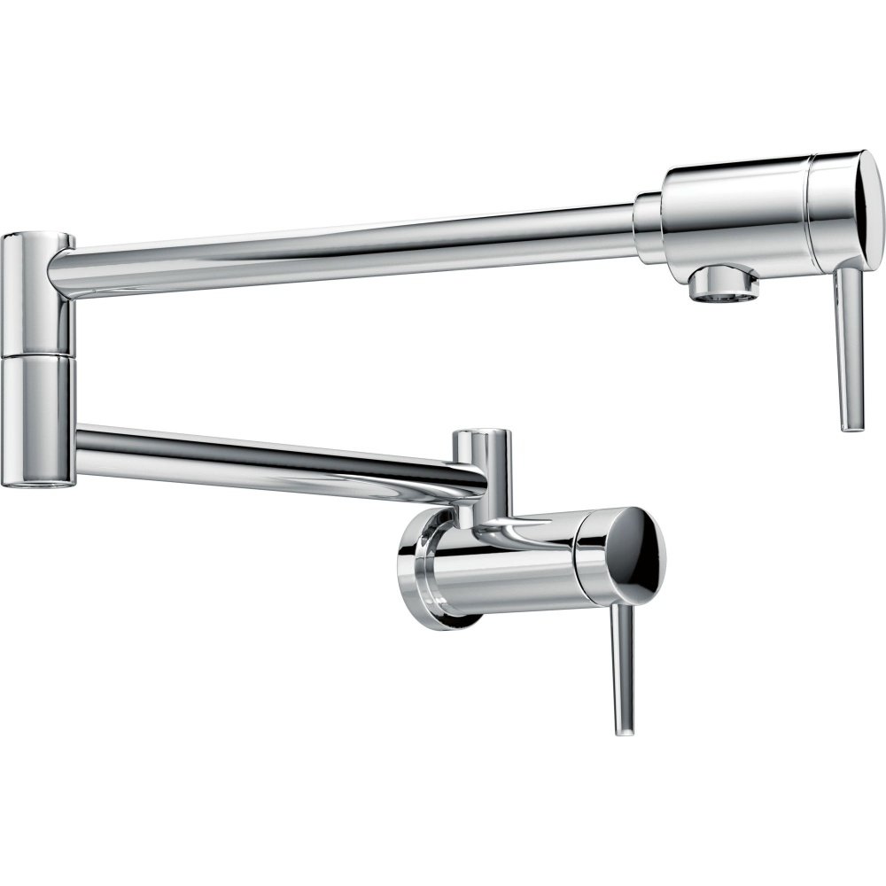 Delta 1165LF Contemporary Chrome Pot Filler Faucet - Wall Mount Brass Kitchen Faucet for Stove & Cooktop - Perfect for Filling Large Pots & Pasta Cookers